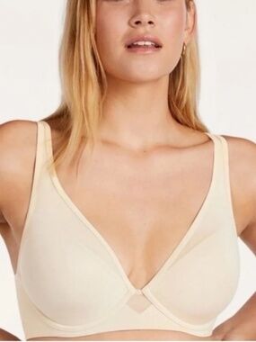 ThirdLove 24/7 Pima Cotton Plunge Bra 42E 42DD White